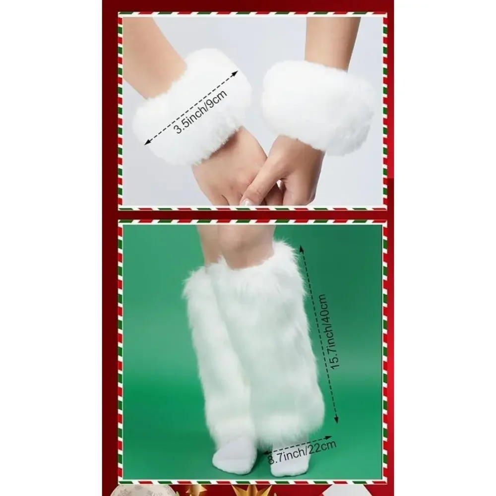 3 pc Sexy Santa Cosplay Accessories Hat Leg Warmers Wrist Cuffs NIP